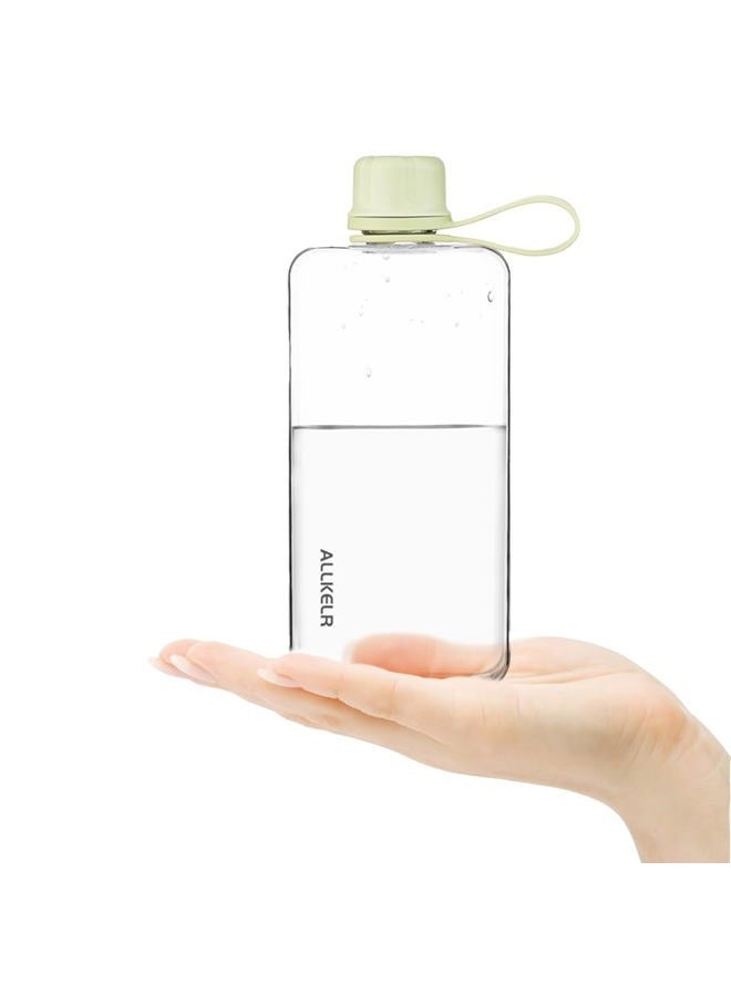 ALLKELR Portable Flat Water Bottle,BPA Free Reusable Tritan Plastic Travel Water Bottle Cup,Lightweight Leakproof Slim Water Bottles Fits Purse,Backpacking,Hiking (Green, 13.5 oz) - Image 2
