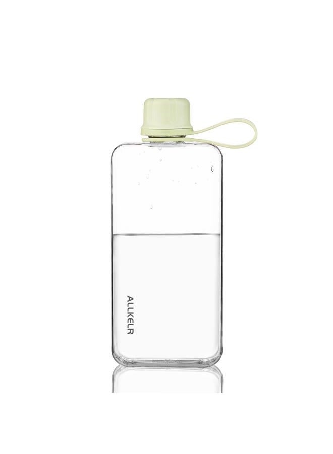 ALLKELR Portable Flat Water Bottle,BPA Free Reusable Tritan Plastic Travel Water Bottle Cup,Lightweight Leakproof Slim Water Bottles Fits Purse,Backpacking,Hiking (Green, 13.5 oz) - Image 1