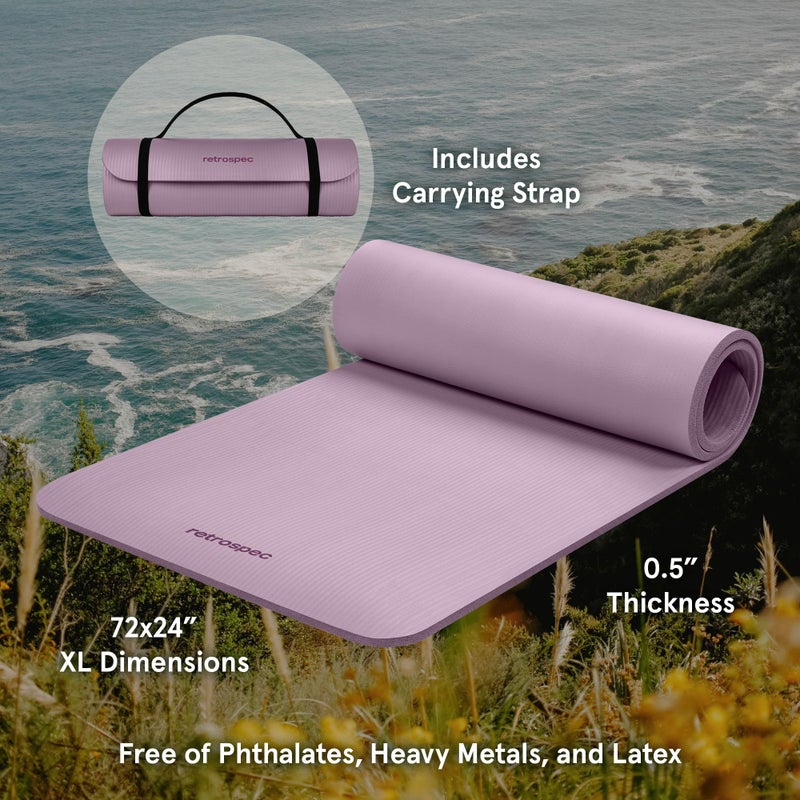 Retrospec Solana Yoga Mat 1/2" Thick w/Nylon Strap for Men & Women - Non Slip Excercise Mat for Yoga, Pilates, Stretching, Floor & Fitness Workouts - Image 2