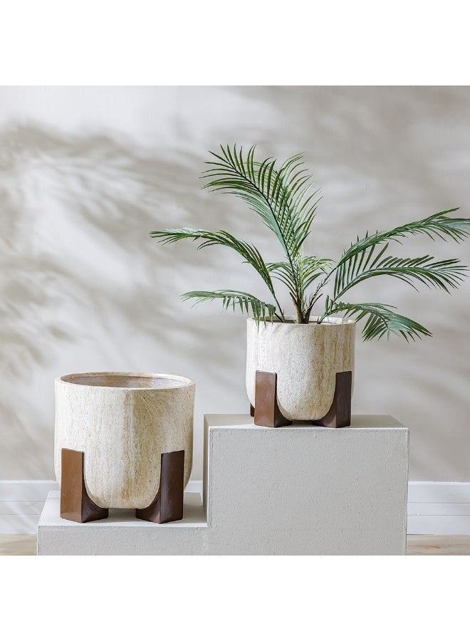 DANUBE HOME وعاء زراعة من الطين الليفي المرتفع على قاعدة – وعاء خفيف معاصر، بناء من الطين الليفي المقاوم للعوامل الجوية، أنيق للمساحات الداخلية والخارجية – 44×44×41.5 سم - Image 4