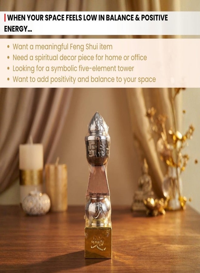 Plus Value Feng Shui Five Element Pagoda Tower for Protection to Overcome Troubles, Illnesses and misfortunes (6 Inches) - Image 3