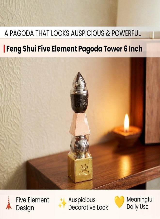 Plus Value Feng Shui Five Element Pagoda Tower for Protection to Overcome Troubles, Illnesses and misfortunes (6 Inches) - Image 2