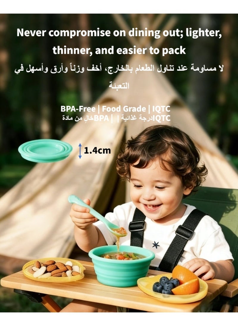 Baby Feeding Set 4 in 1 Silicone, Baby Bowl and Spoon Travel Set, Baby Plate Set BPA Free - Image 2