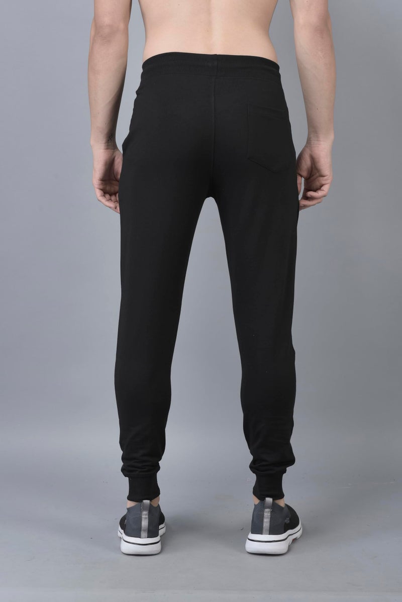 Dollar Mens Solid Cut and Sew Panelled Jogger with Cross Pocket and One Side Zipper Black - Image 2