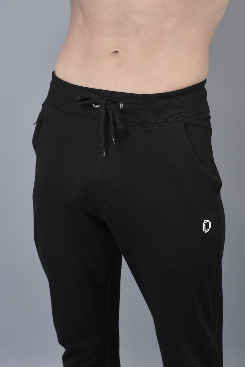 Dollar Mens Solid Cut and Sew Panelled Jogger with Cross Pocket and One Side Zipper Black - Image 4