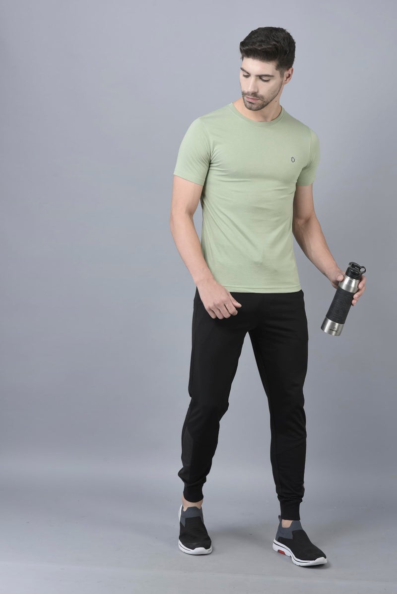 Dollar Mens Solid Cut and Sew Panelled Jogger with Cross Pocket and One Side Zipper Black - Image 5