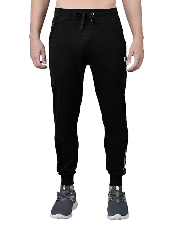 Dollar Mens Solid Cut and Sew Panelled Jogger with Cross Pocket and One Side Zipper Black - Image 1