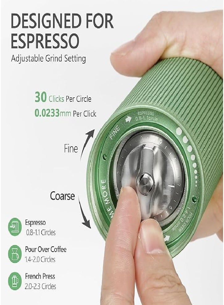 تايم مور مطحنة قهوة يدوية TIMEMORE C3 ESP، إعدادات طحن داخلية قابلة للتعديل، مطحنة قهوة مخروطية S2C من الفولاذ المقاوم للصدأ لتحضير الإسبريسو إلى المكبس الفرنسي - لون أخضر  - Image 3
