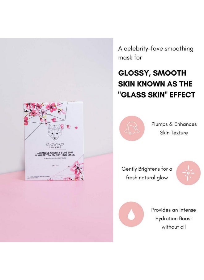 Snow Fox Skin Care Snow Fox Japanese Cherry Blossom & White Tea Smoothing Mask 1 Pack Skin Texture Enhancing For Smooth Bright And Glossy Skinglass Skin  - Image 3