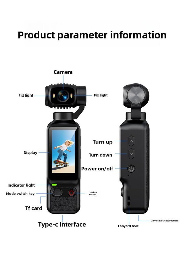 Dreamzon LK-032 Handheld Action Camera Auto Focus 4K HD with 1.97" Screen TF Card Includes Lanyard Data Cable - Image 1