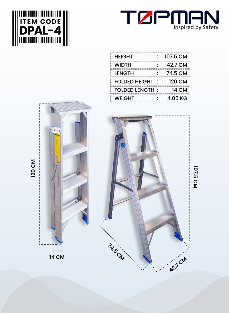 TOPMAN Dual Purpose Aluminium Ladder 4 Steps - Image 5