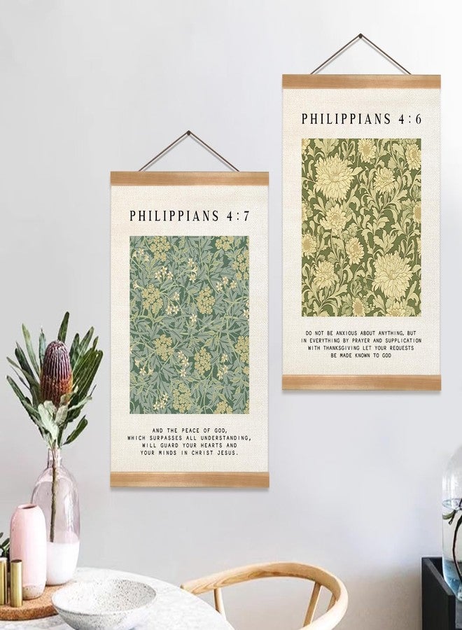 ZTGDA Inspirational Scripture Wall Art Poster,Christian Bible Verse Wall Poster with Solid Frame,Vintage Canvas Hanging Wall Art Decor for Bedroom, Living Room, and Office,Best Mother's day Gift for Mom Set of 2 (Philippians 4:6-4:7) - Image 5