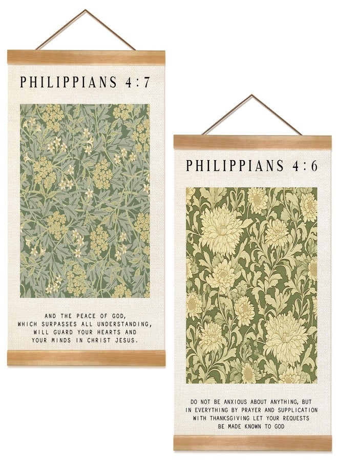 ZTGDA Inspirational Scripture Wall Art Poster,Christian Bible Verse Wall Poster with Solid Frame,Vintage Canvas Hanging Wall Art Decor for Bedroom, Living Room, and Office,Best Mother's day Gift for Mom Set of 2 (Philippians 4:6-4:7) - Image 1