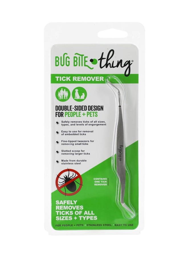BUG BITE THING - Tick Remover Tool for People & Pets, Patented Two Sided Stainless Steel Design with Fine Tipped Tweezers, Formerly Known as TickEase - Image 1