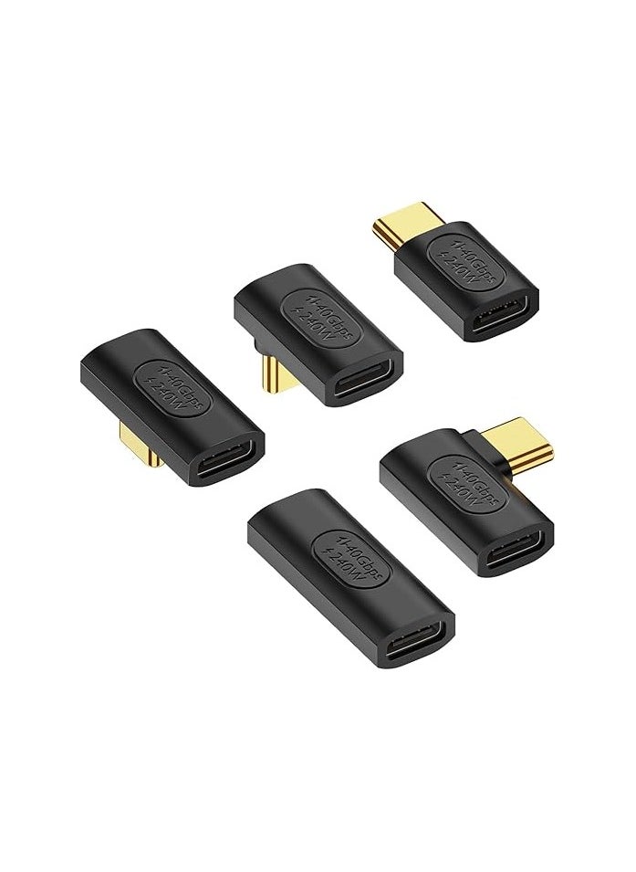 erorex 5 Pack USB C Adapter, Vertical and Horizontal 90 Degree USB Type C Male to Female Converter, USB C Female to Female Extender Connector for Steam Deck, Switch, MacBook, Laptop, Tablet, Phone  - Image 1