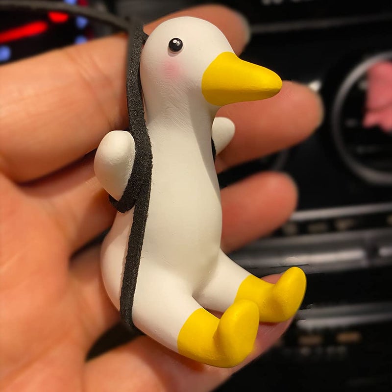 AMIORO Cute Swinging Duck Car Mirror Hanging Accessories Fun Interior Rearview Mirrors Decoration (Duck) - Image 4