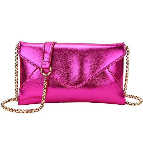 Trisapu Evening Clutch Purses for Women Envelope Clutches Crossbody Bag Metallic Purse Wedding Prom Party Night Shiny Small Shoulder Handbag Rose - Image 1