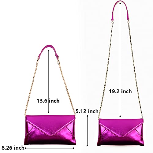 Trisapu Evening Clutch Purses for Women Envelope Clutches Crossbody Bag Metallic Purse Wedding Prom Party Night Shiny Small Shoulder Handbag Rose - Image 3