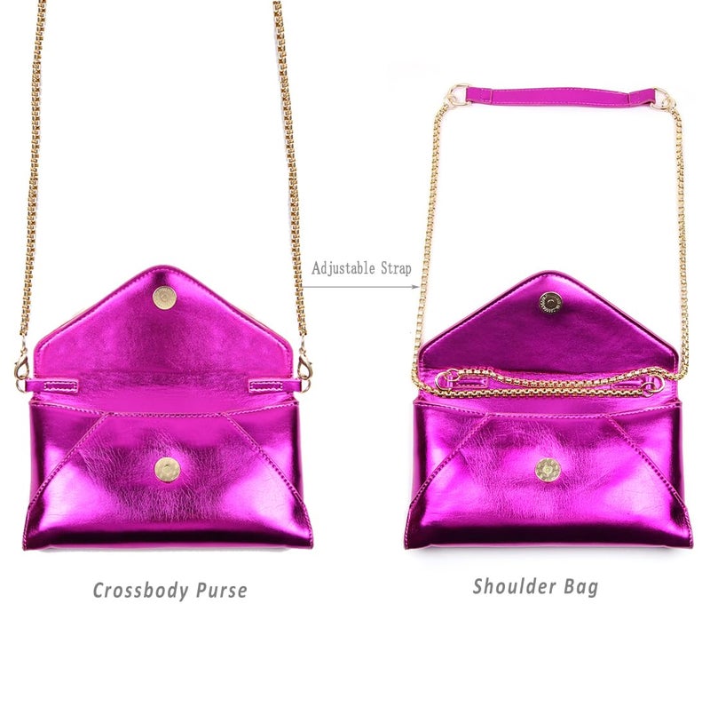 Trisapu Evening Clutch Purses for Women Envelope Clutches Crossbody Bag Metallic Purse Wedding Prom Party Night Shiny Small Shoulder Handbag Rose - Image 5