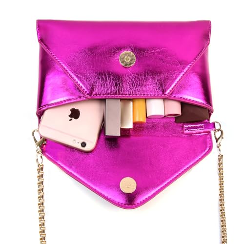 Trisapu Evening Clutch Purses for Women Envelope Clutches Crossbody Bag Metallic Purse Wedding Prom Party Night Shiny Small Shoulder Handbag Rose - Image 4