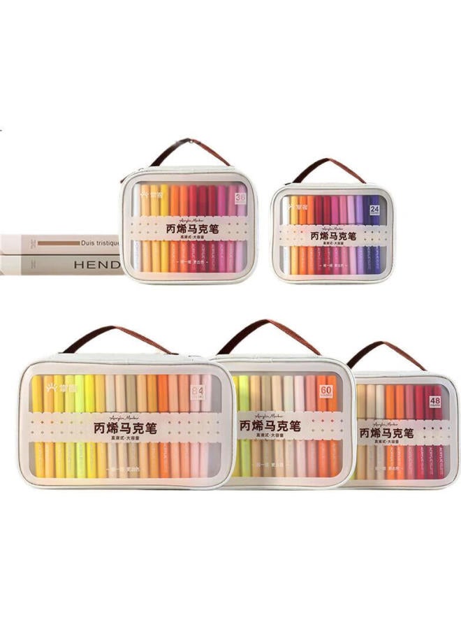 Grasp Markers أكريليك سائل مستقيم مع طرف ناعم، 48 لون، قابلة للغسل، غير متلاشي، تغطية عالية، سعة كبيرة، حقيبة قماش فاخرة، أقلام رسم للأطفال، أقلام مائية، هدية عيد ميلاد وعودة للمدرسة للأولاد والبنات - Image 3