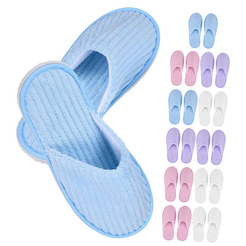 Anti Slip Fleece Disposable Hotel Guest Slippers 12 Pairs Bulk Pack - Image 2