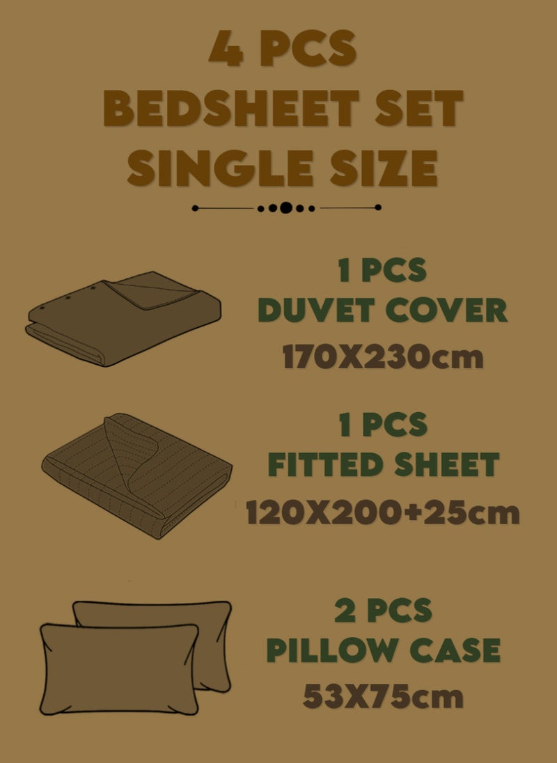 Blueberry 4 Pieces Single Size Duvet Cover Set with Fitted sheet and Pillowcases - Image 4