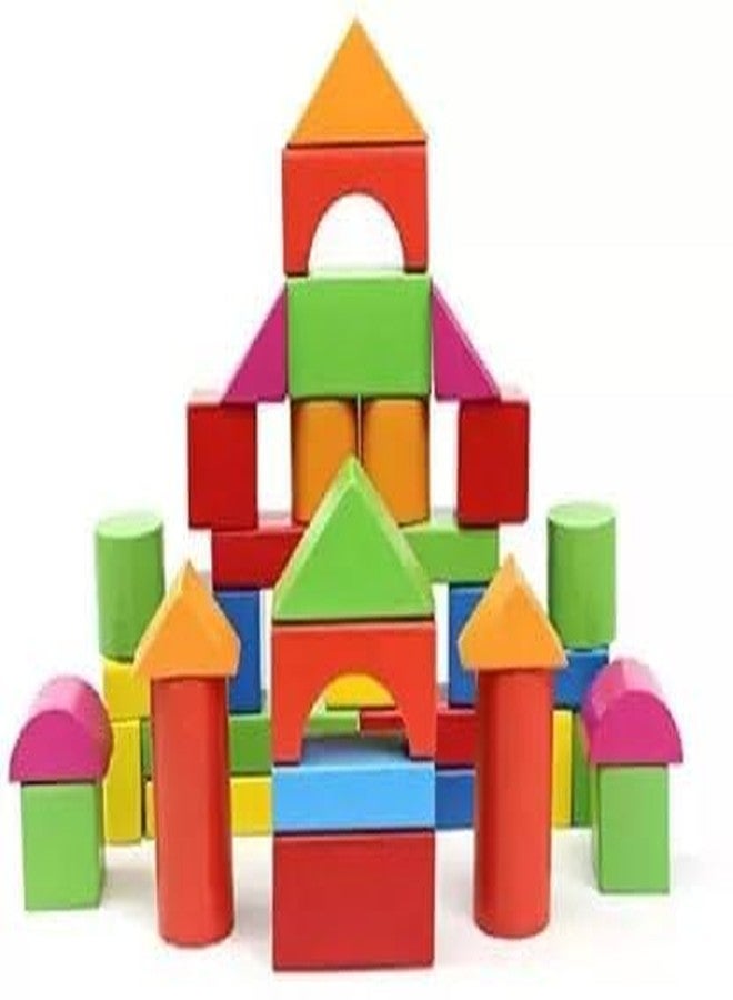 IndusBay® 40 Pieces Wooden Building Blocks Set for Kids 3+ | Non-Toxic Educational Montessori Wooden Toys | Colorful Stacking & Construction Blocks for Creativity, Learning & Imagination - Image 2