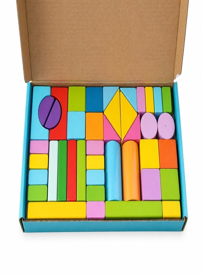 IndusBay® 40 Pieces Wooden Building Blocks Set for Kids 3+ | Non-Toxic Educational Montessori Wooden Toys | Colorful Stacking & Construction Blocks for Creativity, Learning & Imagination - Image 4