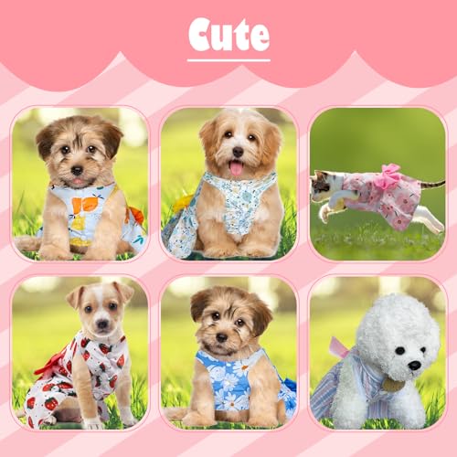 KATOLK 6 Pieces Dog Dresses for Small Dogs Girls Cute Princess Puppy Kitten Dog Dresses with Flowers and Bowknot for Pet Cats Small Dogs Outfits Female Pet Skirts Clothes for Chihuahua Yorkies - Image 3