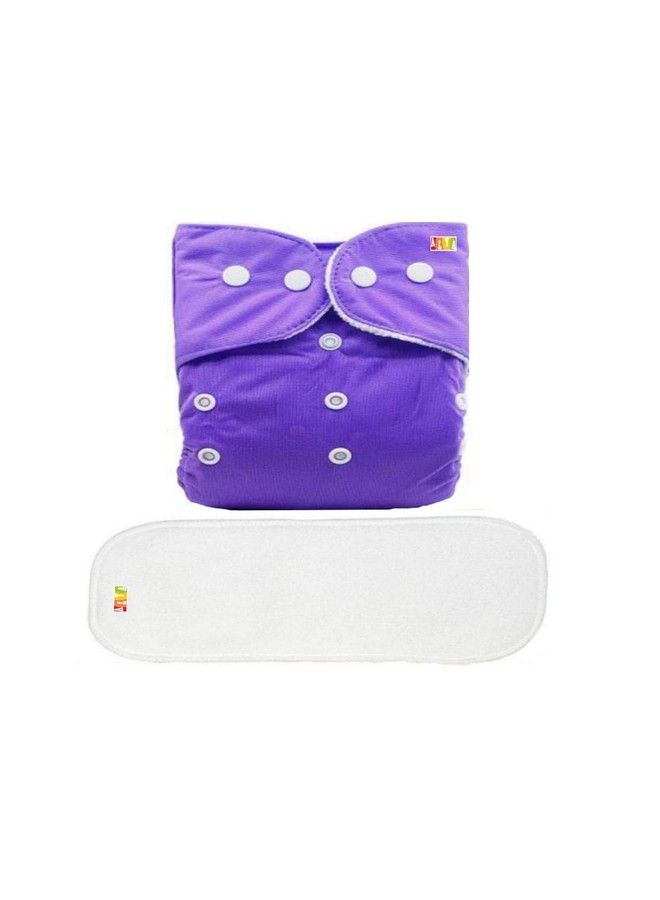 Alya Baby Washable Reusable Adjustable Cloth Diaper With 1 White Microfiber Insert Pad(4 Layers) For New Born;Toddlers;Infants(0 24 Months; 3 17Kgs)(Puprle) - Image 2