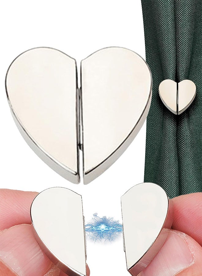 2 Pairs Curtain Magnetic Closure, Strong Hold Magnetic Curtain Clips, Silver Curtain Holdback Buckle, Prevent Light Leaks, Pins for Curtains, Home, Bedroom, Keeps Curtain Closed - Image 1
