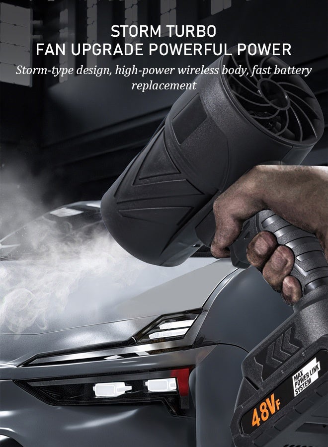 مجفف شعر لاسلكي فائق القوة 500 وات، مجفف شعر صغير محمول، مروحة نفاثة فائقة، سرعة قابلة للتعديل، قابل لإعادة الشحن، منفاخ أوراق الشجر، منفاخ بدرجة صناعية، مجفف شعر للسيارة، مزود ببطارية كبيرة السعة ومنفذ شحن سريع من النوع C - Image 5