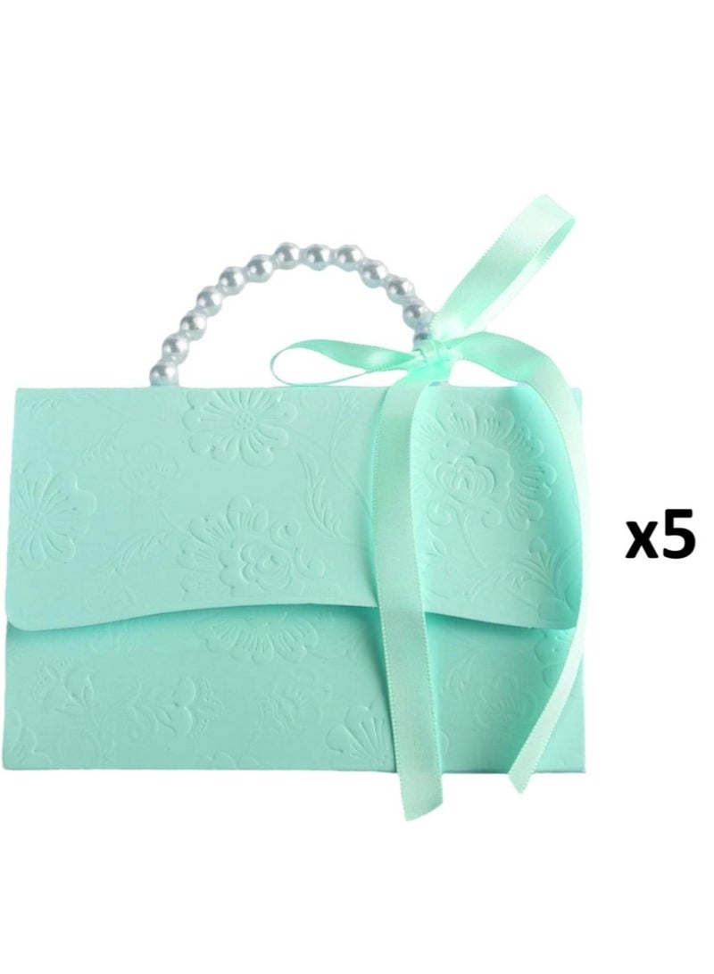 علبة هدايا الزفاف قابلة لاعاده التصميم من 5 قطع - اخضر فاتح - Image 1