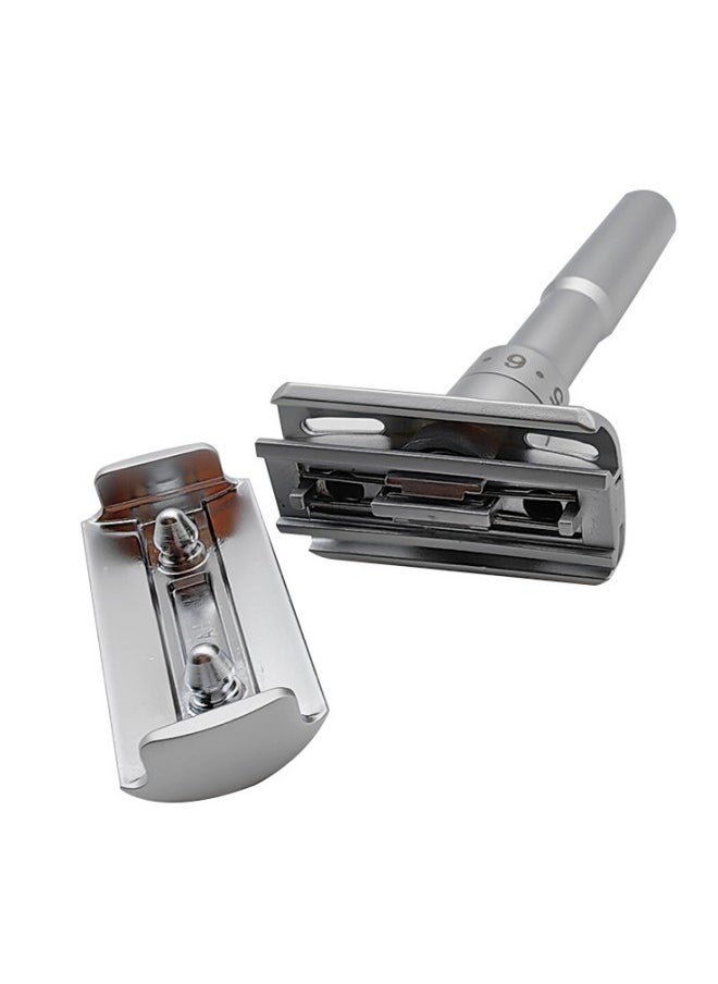 WAOKN - Safety Razor with Zinc Alloy Handle, Zero Waste Reusable Razor for Men, Metal Handle Safety Razor with Weighted Handle and 5 Double Edge Razor Blade, Perfect for Coarse Beard - Image 1