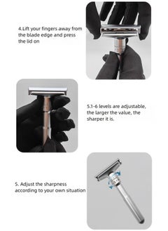 WAOKN Safety Razor with Zinc Alloy Handle, Zero Waste Reusable Razor for Men, Metal Handle Safety Razor with Weighted Handle and 5 Double Edge Razor Blade, Perfect for Coarse Beard  - Image 3