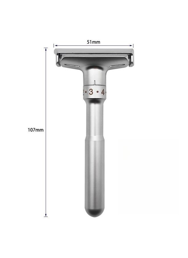 WAOKN - Safety Razor with Zinc Alloy Handle, Zero Waste Reusable Razor for Men, Metal Handle Safety Razor with Weighted Handle and 5 Double Edge Razor Blade, Perfect for Coarse Beard - Image 1