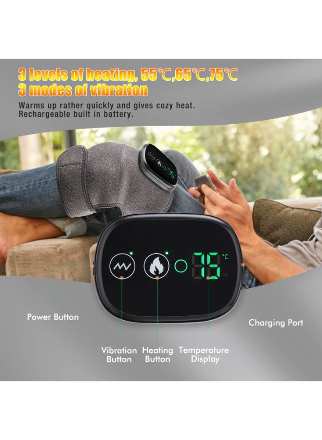 BlueFire 3-in-1 Heated Knee Massager with Vibration | Cordless Rechargeable Heating Pad Wrap for Knee, Shoulder & Elbow | Adjustable Pain Relief for Arthritis, Muscle Soreness & Stress Relief | Portable Therapy Wrap with Multi-Use Straps - Image 5
