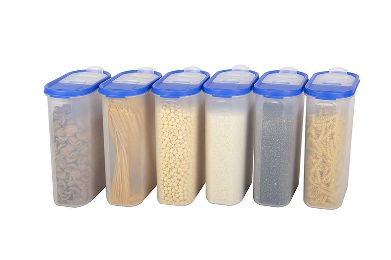 Cutting EDGE Fliptop BPAFree Kitchen Storage Container and Dispenser Set for Rice Dal Atta Flour Cereals Snacks Stackable 2400ml 10 Cup80 Oz Peppy Blue Set of 6 - Image 1