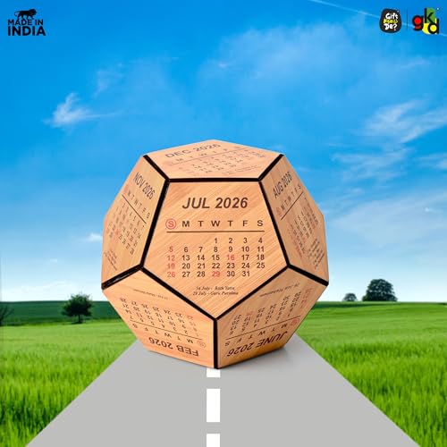 Gift Kya De 2026 Wooden Pentagon Desk Calendar | Premium 3D Big Size Table Calendar | Bamboo Wood Eco-Friendly Office Desk Décor | Unique Corporate Gift | Made in India (8x8 inch big size) - Image 5