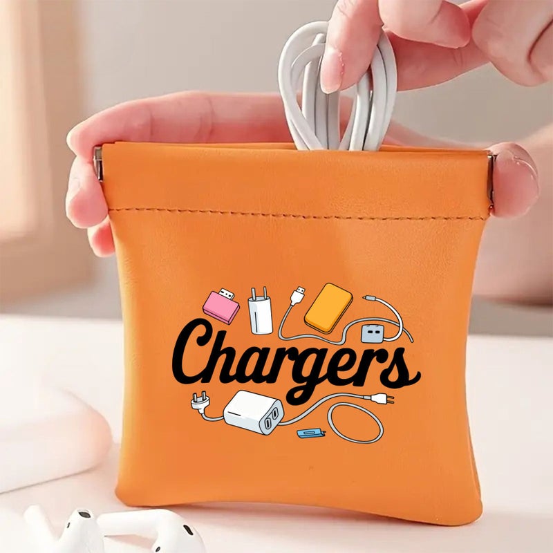 Blue Printed Charger And Cable Organizer Bag For Travel Office - Image 1