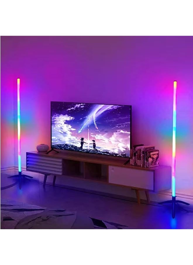 Smart Floor Lamp Led Corner Lamp Compatible With Alexa Height Adjustable Floor Lamp With Music Sync And 16 Million Diy Colors Standing Floor Lamp With App And Remote Control White