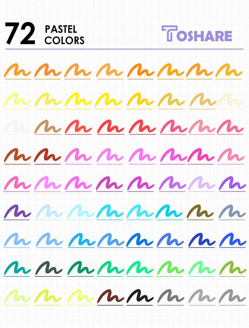 TOSHARE Art Markers Pens Dual Tip Coloring Markers Set with Brush & Fine Nib for Adult Coloring Book Brush Pens Professional Calligraphy & Drawing Art Supplies Kit for Adults (72 Colors) - Image 5