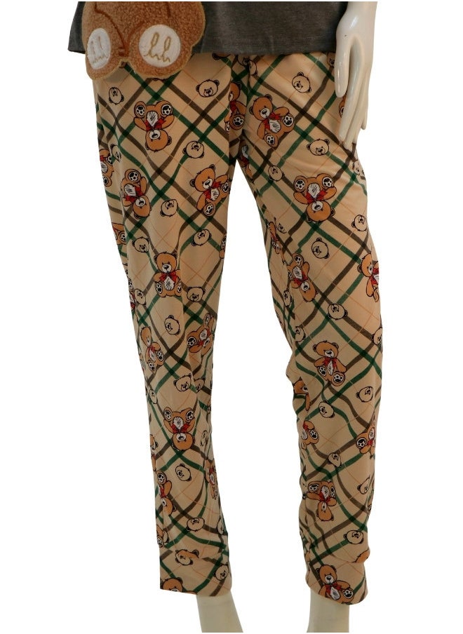 JOANNA - JOANNA Women's Love Print Short Sleeve Shirt & Long Pants Pajama Set, Grey - Image 1