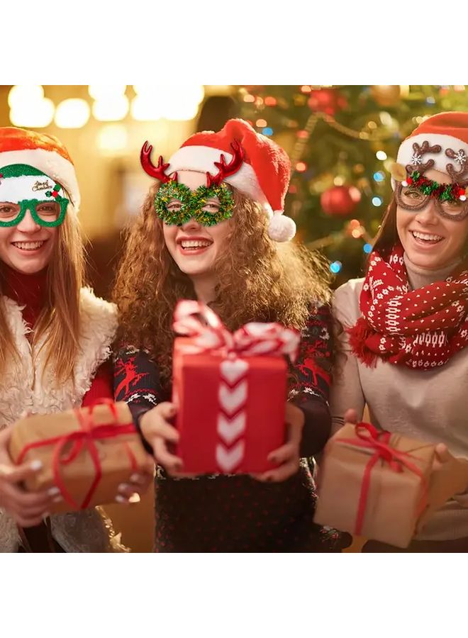 Colorful Red Santa Hat Christmas Party Glasses Festive Santa Reindeer Snowman Polar Bear Frames Lightweight Durable Plastic Eyeglass Decorations For New Year Winter Photo Booth Props Costume Accessories Easy Clean Holiday Reusable Themed Eyewear - Image 2