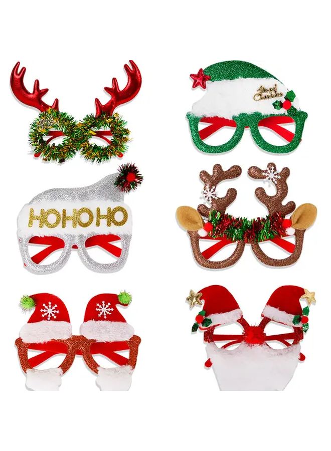 Colorful Red Santa Hat Christmas Party Glasses Festive Santa Reindeer Snowman Polar Bear Frames Lightweight Durable Plastic Eyeglass Decorations For New Year Winter Photo Booth Props Costume Accessories Easy Clean Holiday Reusable Themed Eyewear - Image 1
