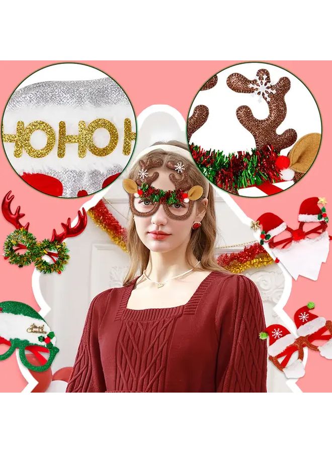 Colorful Red Santa Hat Christmas Party Glasses Festive Santa Reindeer Snowman Polar Bear Frames Lightweight Durable Plastic Eyeglass Decorations For New Year Winter Photo Booth Props Costume Accessories Easy Clean Holiday Reusable Themed Eyewear - Image 3