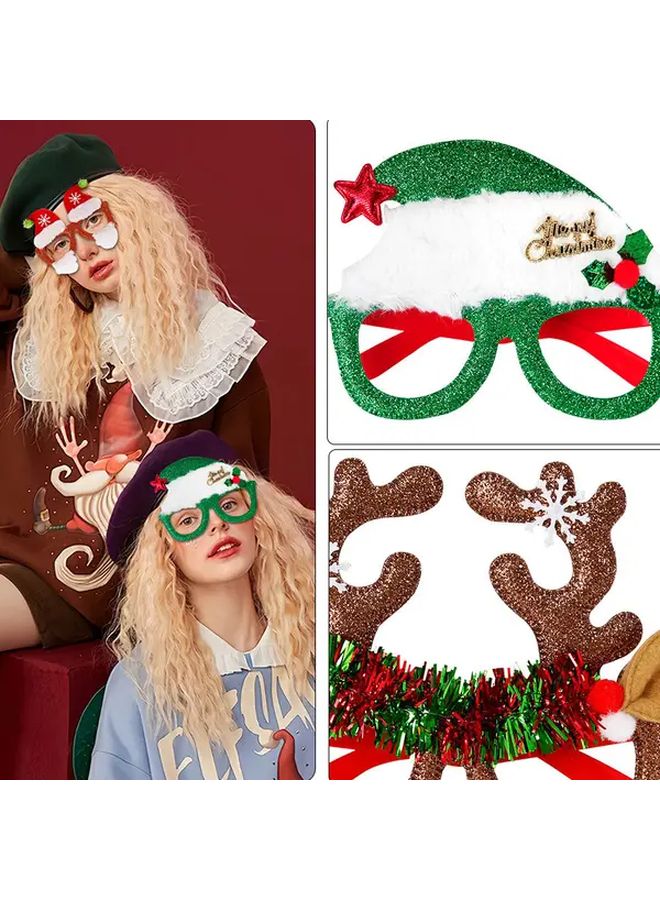 Colorful Red Santa Hat Christmas Party Glasses Festive Santa Reindeer Snowman Polar Bear Frames Lightweight Durable Plastic Eyeglass Decorations For New Year Winter Photo Booth Props Costume Accessories Easy Clean Holiday Reusable Themed Eyewear - Image 5
