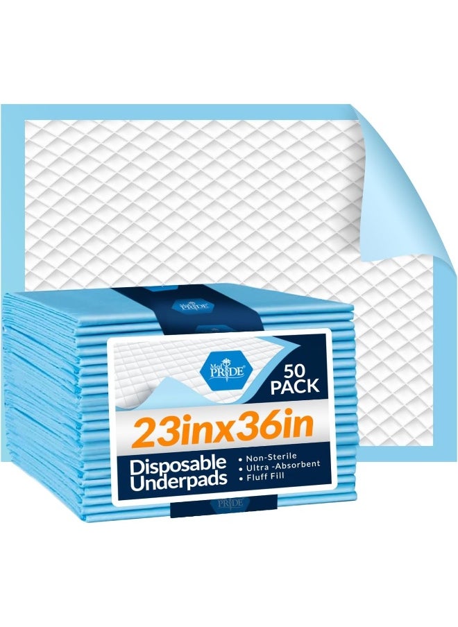 MED PRIDE - MED PRIDE Disposable Underpads 23'' X 36'' (50-Count) Incontinence Pads, Chux, Bed Covers, Puppy Training - Image 1