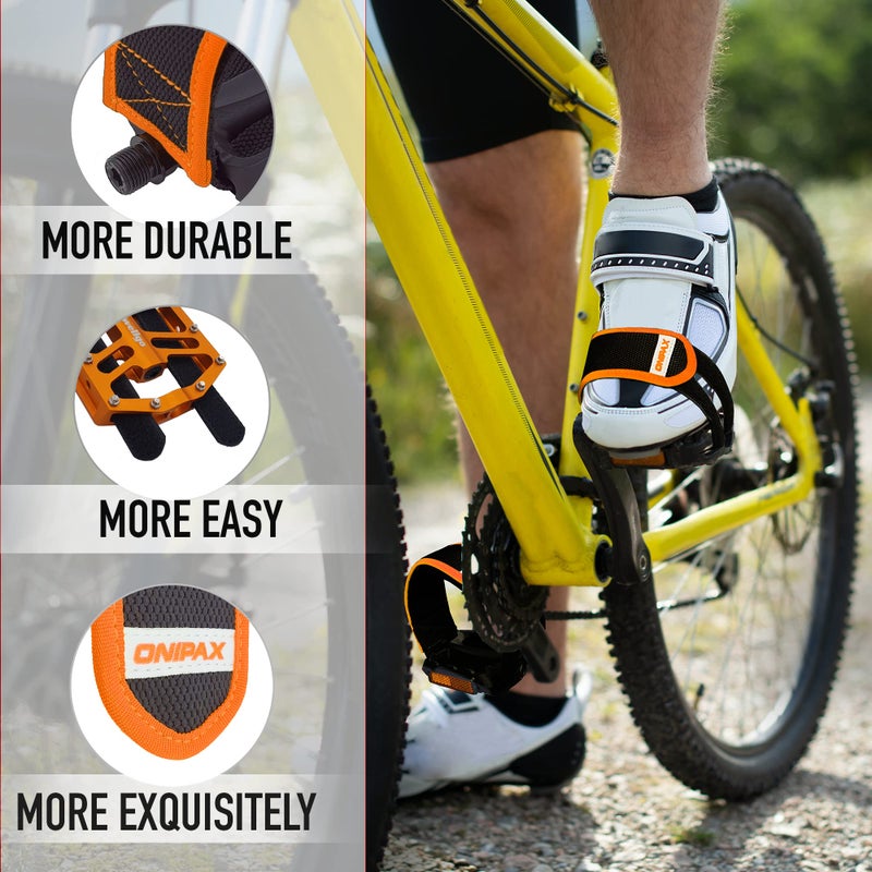 ONIPAX Outdoor Bike Pedal Straps Pedal Toe Clips Straps Tape 2 pieces (Orange) - Image 3